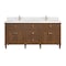 James Martin Vanities 72''Double Vanity, Mid-Century Walnut w/ Single Hole 3 CM White Zeus Quartz Top & Backsplash 424-V72-WLT-1WZ - alternate 1